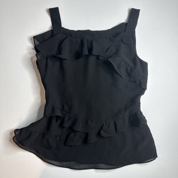 Black Ruffle Chiffon Tiered Top XS Fairycore Romantic Vampy McBling Goth - Picture 4 of 8